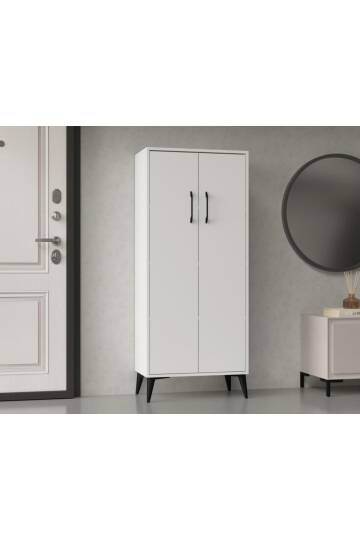Flano Beyaz Çok Amaçlı Dolap İki Kapaklı Dört Raflı Mutfak,Banyo,Hol,Balkon,Ofis,Ayakkabılık - 3