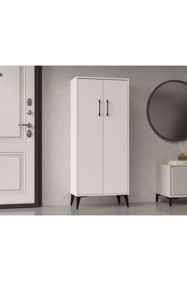 Flano Beyaz Çok Amaçlı Dolap İki Kapaklı Dört Raflı Mutfak,Banyo,Hol,Balkon,Ofis,Ayakkabılık - 3