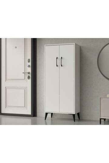 Flano Beyaz Çok Amaçlı Dolap İki Kapaklı Dört Raflı Mutfak,Banyo,Hol,Balkon,Ofis,Ayakkabılık - 5