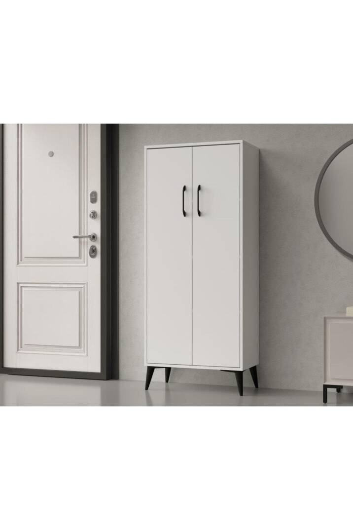Flano Beyaz Çok Amaçlı Dolap İki Kapaklı Dört Raflı Mutfak,Banyo,Hol,Balkon,Ofis,Ayakkabılık - 5