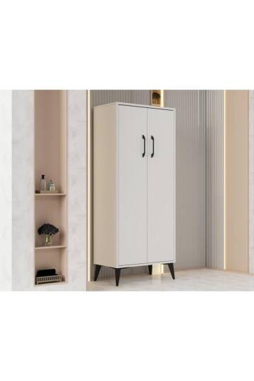 Flano Beyaz Çok Amaçlı Dolap İki Kapaklı Dört Raflı Mutfak,Banyo,Hol,Balkon,Ofis,Ayakkabılık - 8