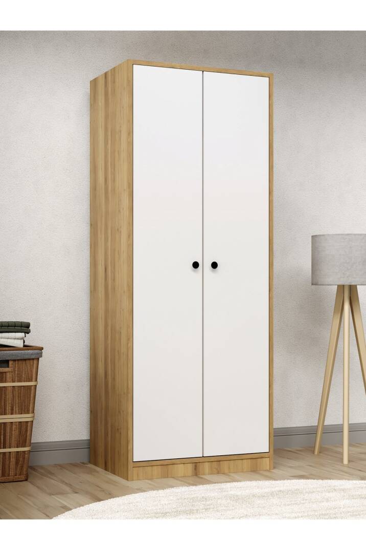 Kuzey Life Rami 2 Kapaklı 5 Raflı Askılı Gardırop 52cm Derinlik - 1