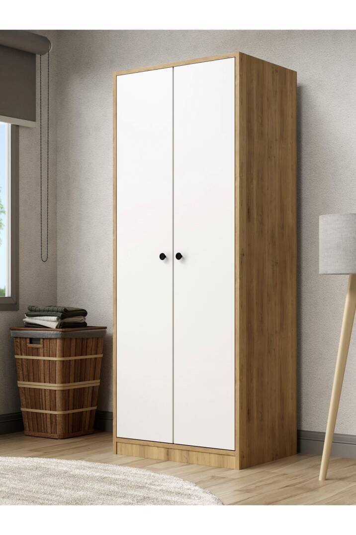 Kuzey Life Rami 2 Kapaklı 5 Raflı Askılı Gardırop 52cm Derinlik - 3