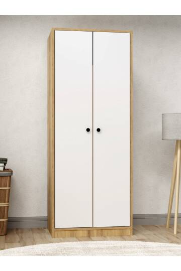 Kuzey Life Rami 2 Kapaklı 5 Raflı Askılı Gardırop 52cm Derinlik - 6
