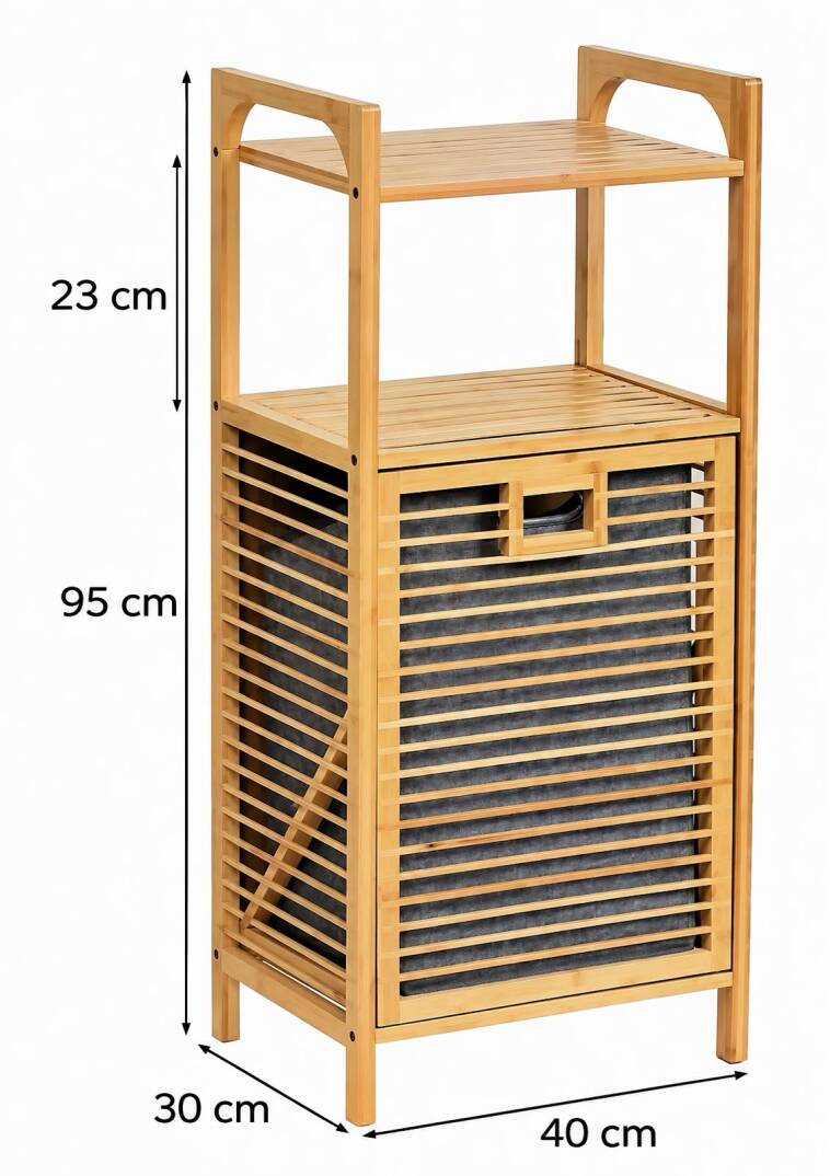 Kuzeylife Çamaşır Kurutma Makinesi Dolabı ve Bambu Kirli Sepetli Banyo Düzenleyici 2'li Set - 3
