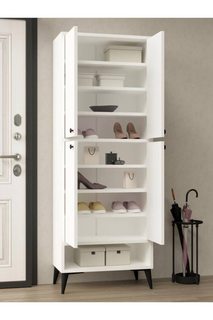 Kuzeylife Stepra 4 Kapaklı 9 Raflı Çok Amaçlı Dolap – Ayakkabılık & Kiler Dolabı - 2